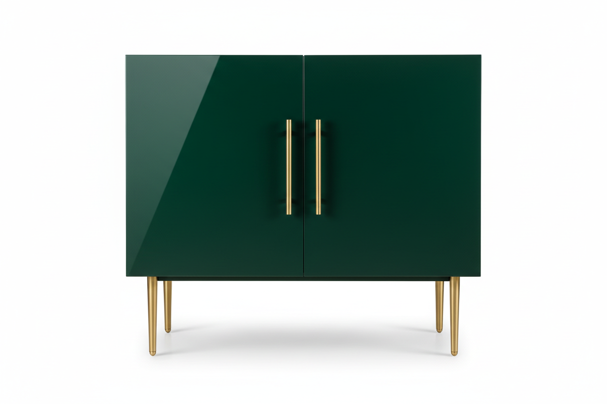 Forest Green Lacquered Cabinet full product view on white background