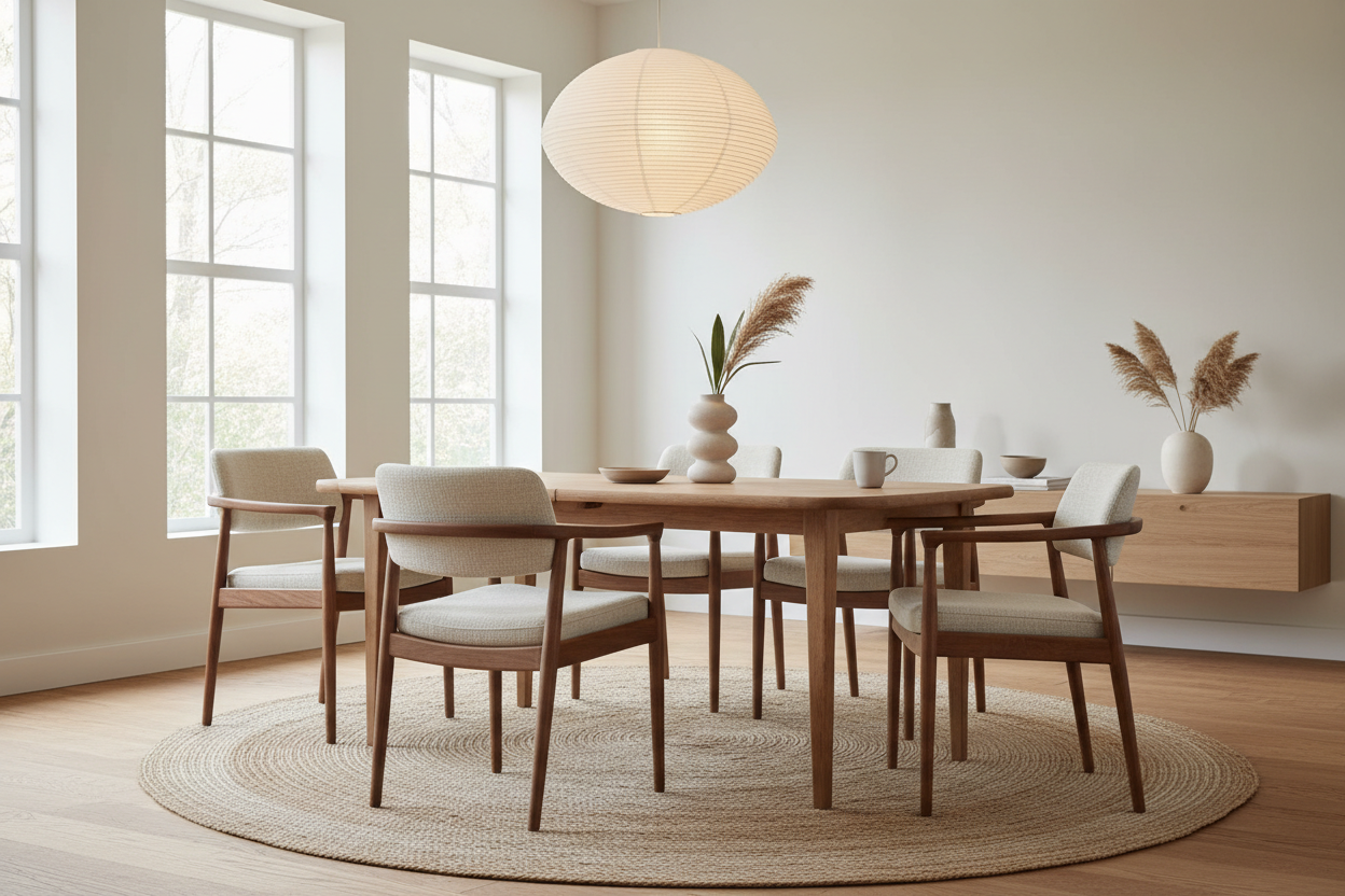 Walnut Dining Chair - set of four in Japandi dining room