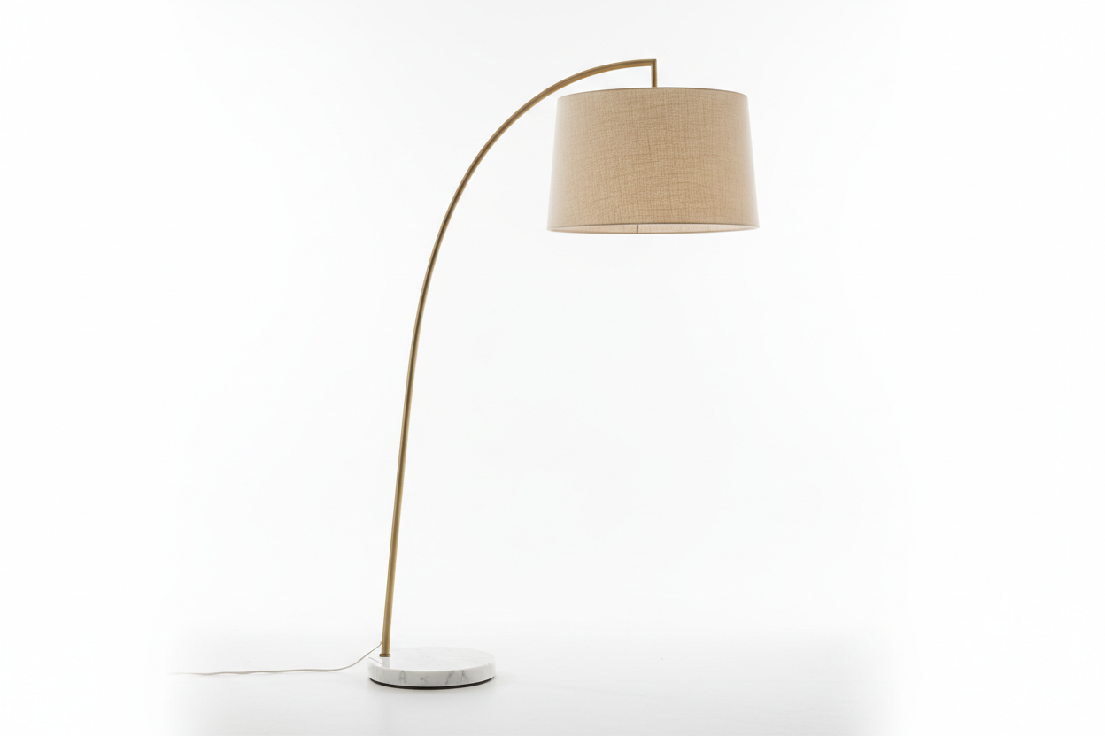 Arc Brass Floor Lamp full silhouette on white background