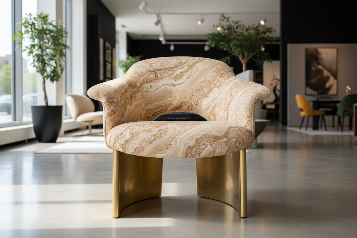 Travertine Accent Chair - front view