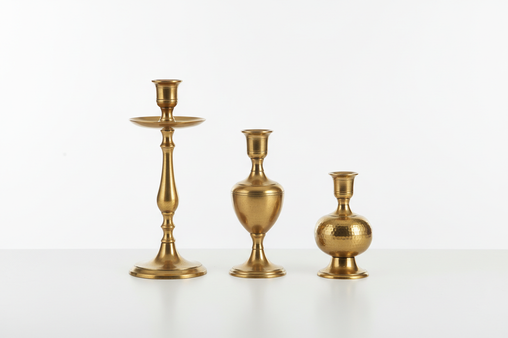 Brass Candle Holder Set of three full product view