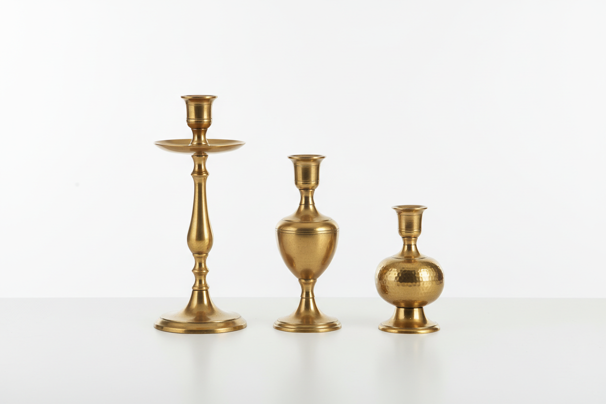 Brass Candle Holder Set of three full product view