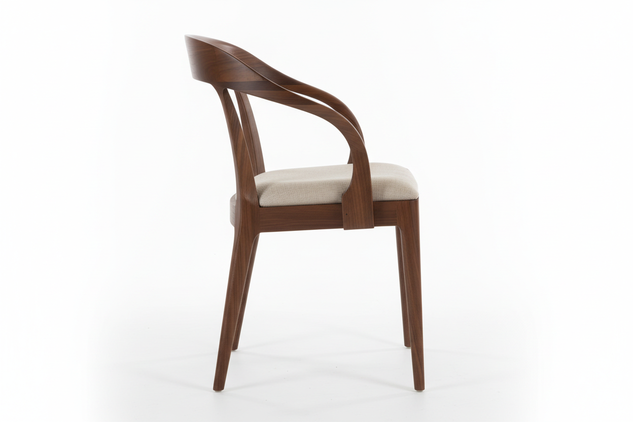 Walnut Dining Chair - side profile view