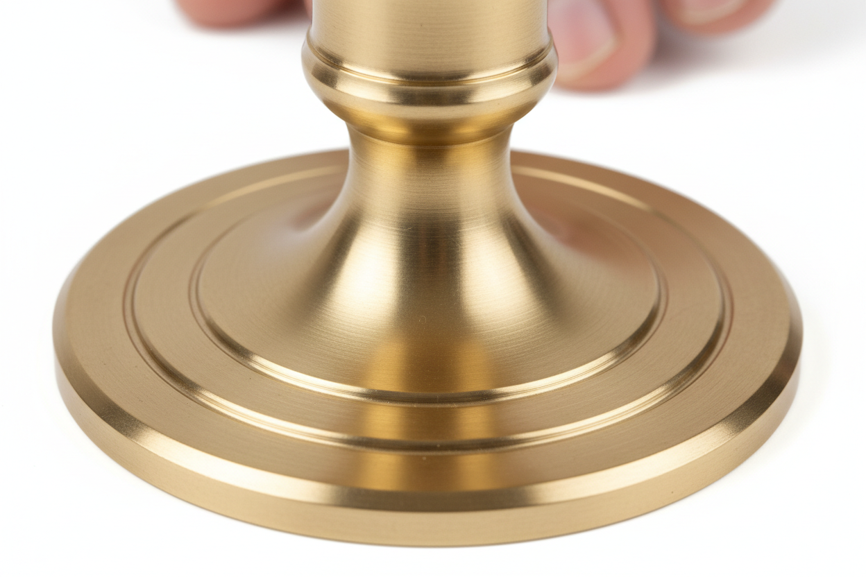 Brass Candle Holder - satin finish and base detail